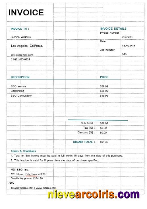 SEO Invoice